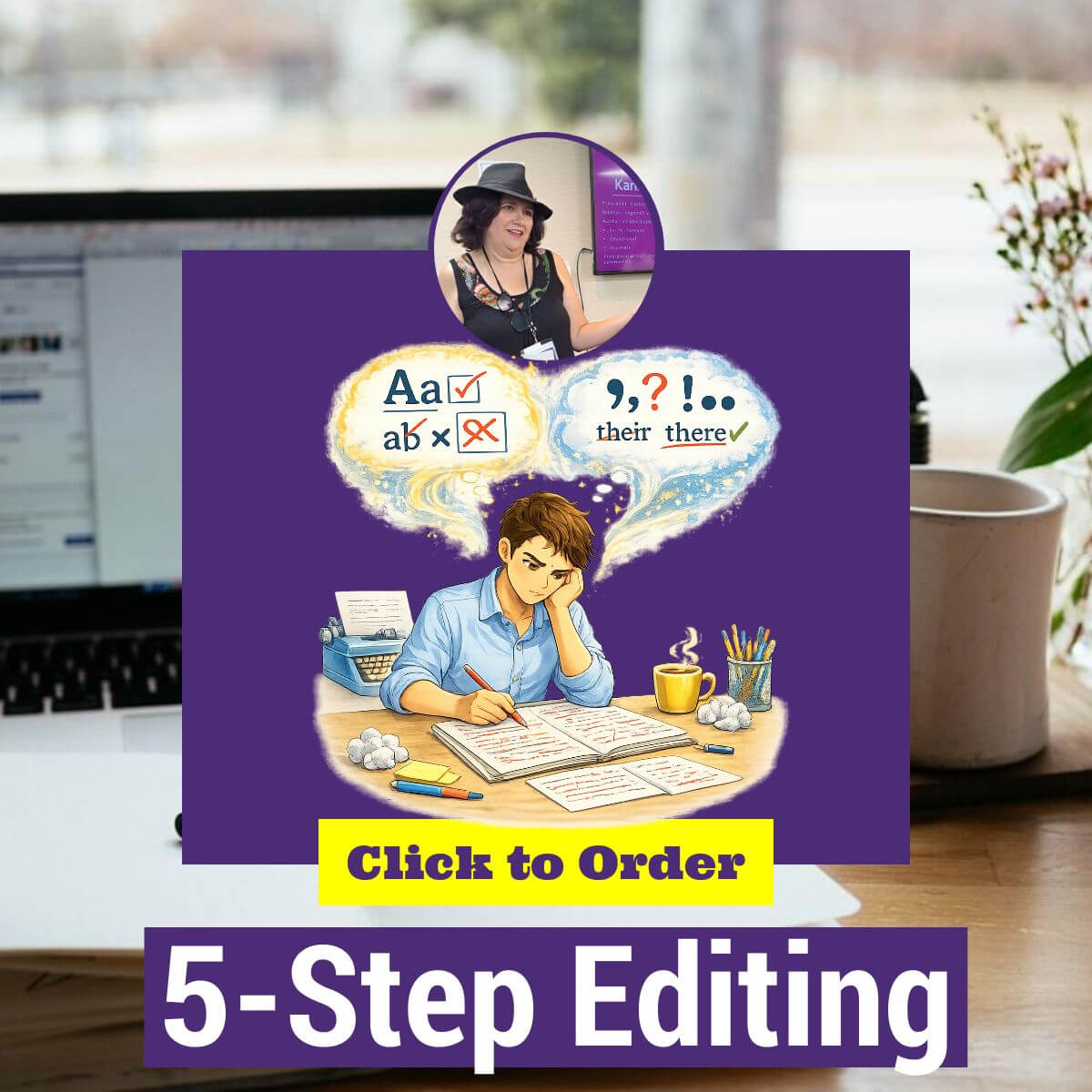 icon for 5 steps to a clean manuscript by Karina Fabian - webinar